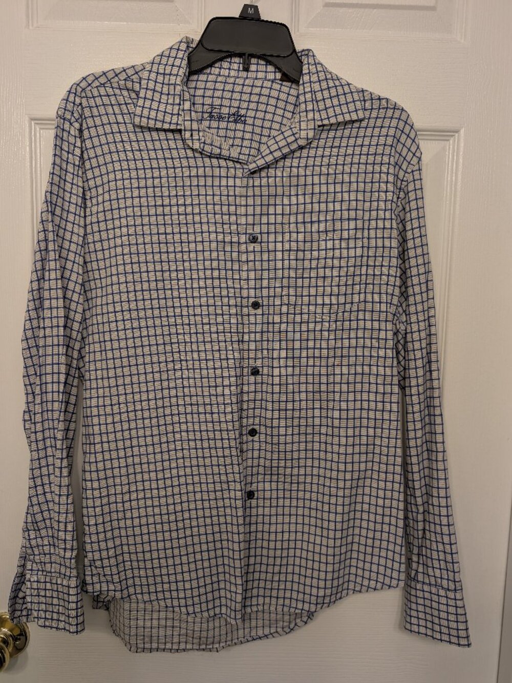 Tasso Elba White/Blue Plaid, S, 100% Cotton